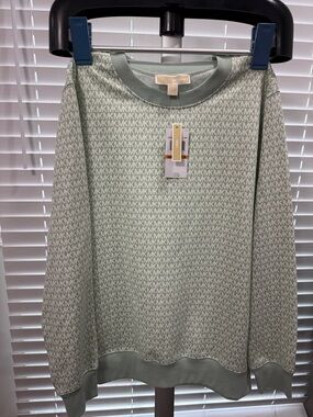 Unisex - Michael Kors Mint Green MK Logo Crewneck Sweatshirt fits S/M